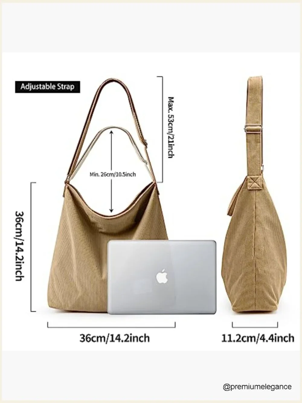 Large Corduroy Tote Bag Crossbody Shoulder Hobo Purse